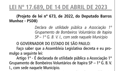 Agora é Lei! GBVI é declarado ‘utilidade pública’