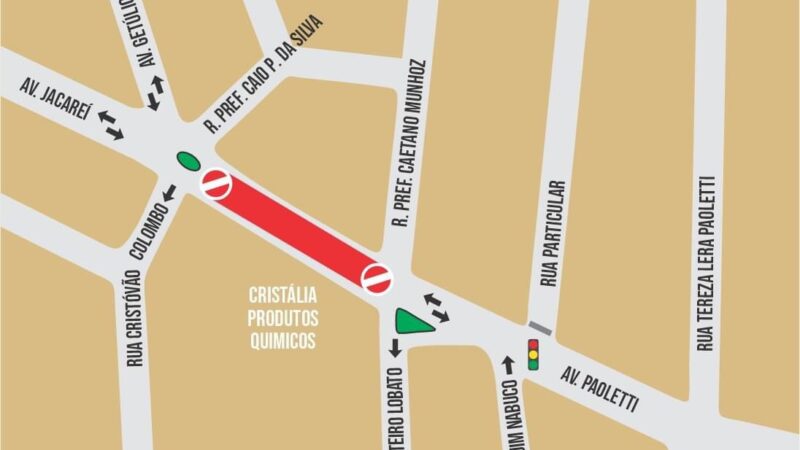 Avenida Paoletti ficará interditada na sexta-feira