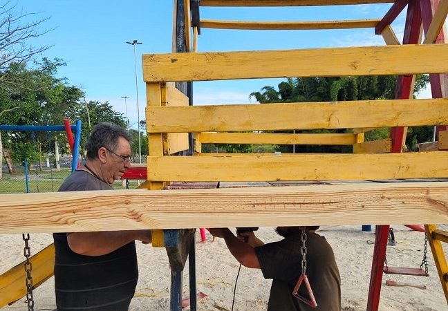 Parque Linear no Santa Bárbara tem brinquedos recuperados